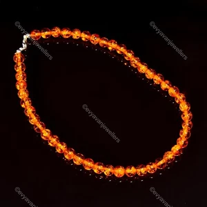 Blatic Amber Gemstone 925 Sterling Silver Beaded Adjustable Necklace For Women - Picture 1 of 6