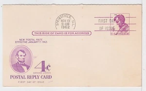 TurtlesTradingPost- Abraham Lincoln Reply Card- 1962 #UY18 FDC- Fleetwood Cachet - Picture 1 of 1