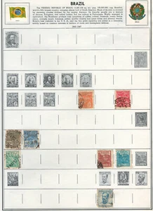Estampillas usadas muy finas y finas de Brasil 1866-1952 montadas en lista: 2 caras - Imagen 1 de 2