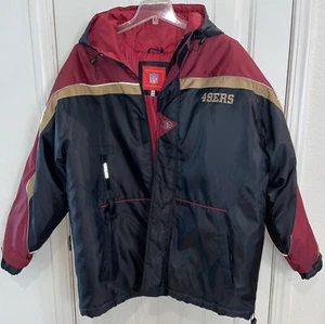 Chaqueta acolchada vintage de los San Francisco 49ers NFL talla XL roja negra dorada fútbol americano - Imagen 1 de 8