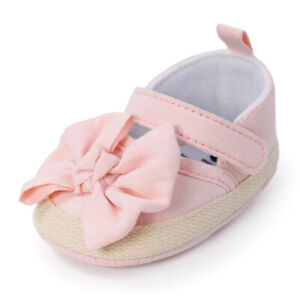 Baby Girls Kids Party Christening Pram Shoes Bow Toddler Pram Soft-Sole Sandals
