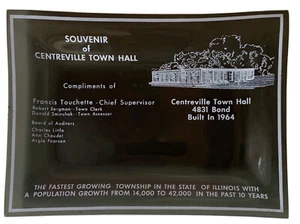 Vintage Glas Souvenir Tablett Centreville Rathaus Cahokia Heights IL Schmuck Pin - Bild 1 von 5