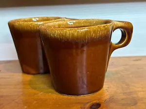 Lot 2 Vintage 60s Brown Hull USA Pottery Stoneware Drip Glaze Coffee Mug Tea Cup - Picture 1 of 7