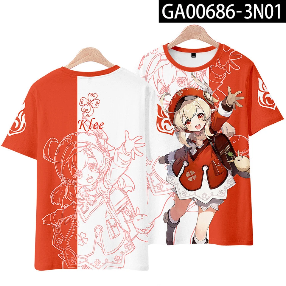 Camiseta manga corta de dibujos animados cosplay anime Genshin Impact Kell Otaku Harajuku Foto 1 de 1