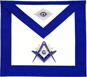 Delantal Masonic Master Mason Blue Lodge con piel de cordero en G radiante - Imagen 1 de 2