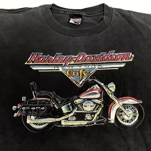 MAGLIETTA HARLEY DAVIDSON NEW YORK CAFE BIKE VINTAGE XL NERA - Foto 1 di 3