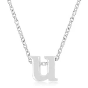 Rhodium Plated Finish Initial U Pendant - Picture 1 of 3