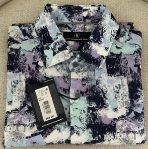 NWT Hart Schaffner Marx size M blue purple short sleeve button up shirt mens $85 - Picture 1 of 6