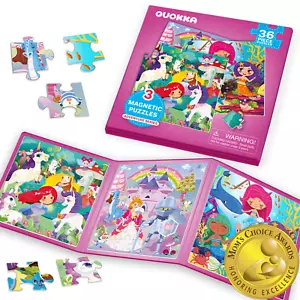 QUOKKA 36 Pieces Magnetic Travel Puzzles for Toddlers 3-5 | Unicorns & Mermaids - Picture 1 of 14