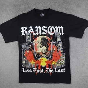 Camicia Ransom vintage uomo piccola nera scheletro biker grafica maglietta skater anni 90 - Foto 1 di 8