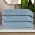 Superior Rolla Cotton Geometric Soft Bath Towel Set of 3 , Blue Quick Dry Towel