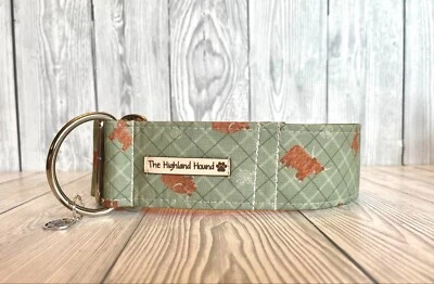 1.5" Highland Coo Handmade Fishtail Martingale Dog Collar Greyhound, Whippet - Image 1 of 4