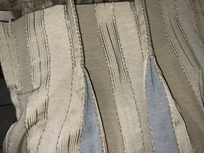CUSTOM KRAVET PINCH PLEATED DRAPES~TAUPE,GREY&GOLD STRIPE~90”LONG - Image 1 of 4