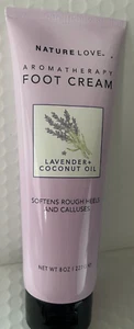 NATURE LOVE AROMATHERAPY FOOT CREAM LAVENDER+COCONUT OIL SOFTENS ROUGH HEELS 8OZ - Picture 1 of 2