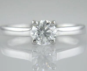 Diamond Solitaire Ring 0.7ct Certified F VS2 Round Brilliant Platinum Engagement - Picture 1 of 1