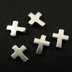 Sterling Silver Tiny Cross Connector- Small Cross Crucifix Charm 7mm - ( 3 pcs ) - Picture 1 of 5