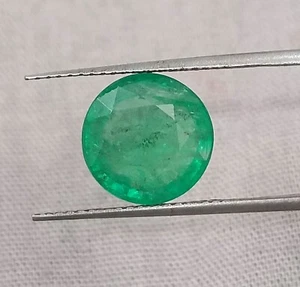 3,28 kt zertifizierter mittelgrüner natürlicher Smaragdstein im Rundschliff - Bild 1 von 11