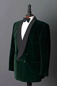 Smoking Jacket Kingsman Green Velvet Wedding Coat Party Wear Tuxedo Blazer - Picture 1 of 3