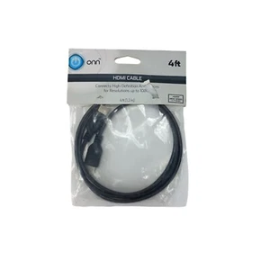 Onn Cable HDMI 4 pies Negro TV Proyectores Cable Satélite Sistemas de Juegos Computadoras Portátiles PC - Imagen 1 de 2