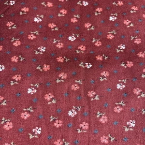 Fabric Cranston Maroon Reddish Brown Background Ditsy Floral 1 Yard - Picture 1 of 2