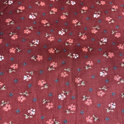 Fabric Cranston Maroon Reddish Brown Background Ditsy Floral 1 Yard - Image 1 of 2