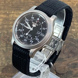 SEIKO 5 7S26-02J0 Black Dial Day/Date AT Analog Men's Watch Working - Picture 1 of 8