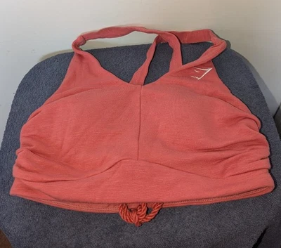 Gymshark Ruched Sports Bra Size M Moroccan Brick Red Padded Logo - Image 1 of 4