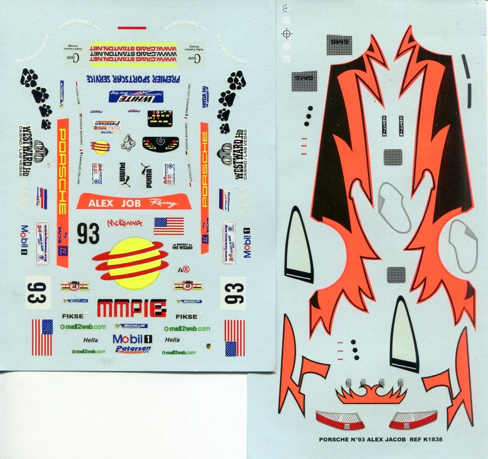 PORCHE 996 GT3 N° 93 LE MANS 2003 ALEX JOB RACING DECALS  DECO' MODELS  1/24 - Immagine 1 di 1
