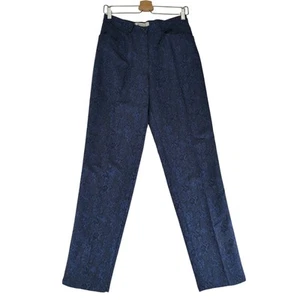 Max Mara marineblau Blumen Damast Jacquard Seidenmischung hoher Bund Anzughose 10 spitz zulaufend - Bild 1 von 8