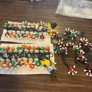3 Vintage M&M Weihnachten Happy Lights Lichterkette mit Abdeckungen 90er 20 Schnur Sets - Bild 1 von 4