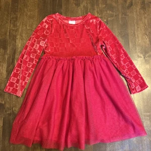 Disney Jumping Beans Niñas 6 Vestido Vacaciones Navidad Rojo Brillante Terciopelo Fiesta 🎄 - Imagen 1 de 6