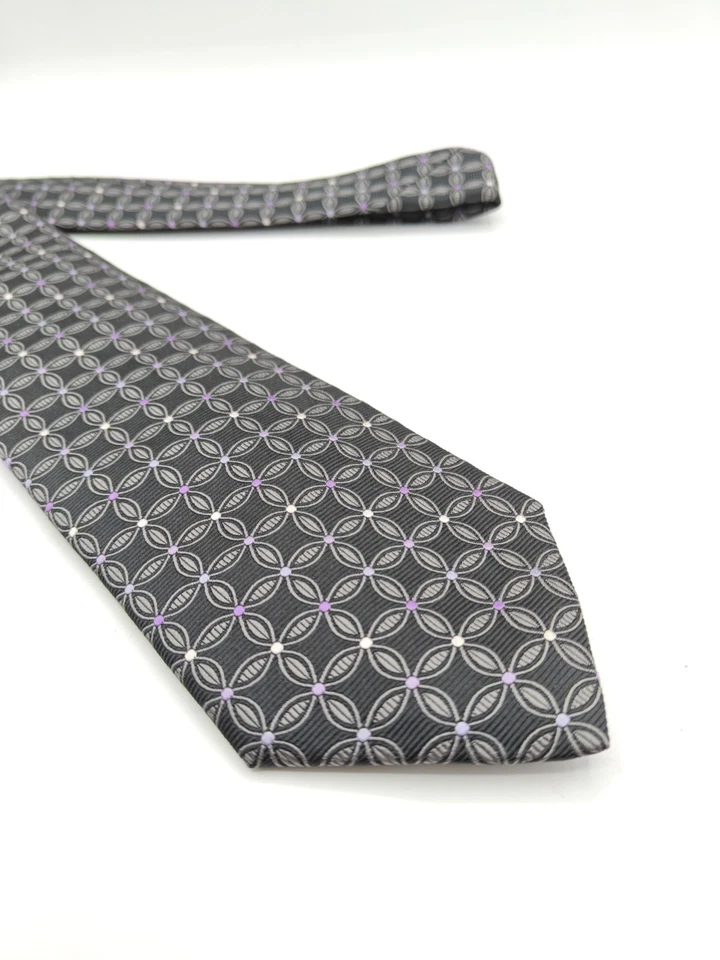 🇬🇧 Corbata de seda geométrica negra púrpura Charles Tyrwhitt para hombre 59x3 5/8  Foto 1 de 4