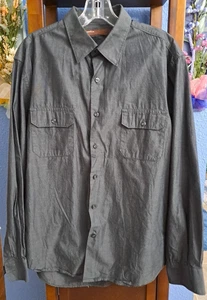 Perry Ellis Men's L Charcoal Gray 100% Cotton Button Dress Shirt High Quality - Bild 1 von 5