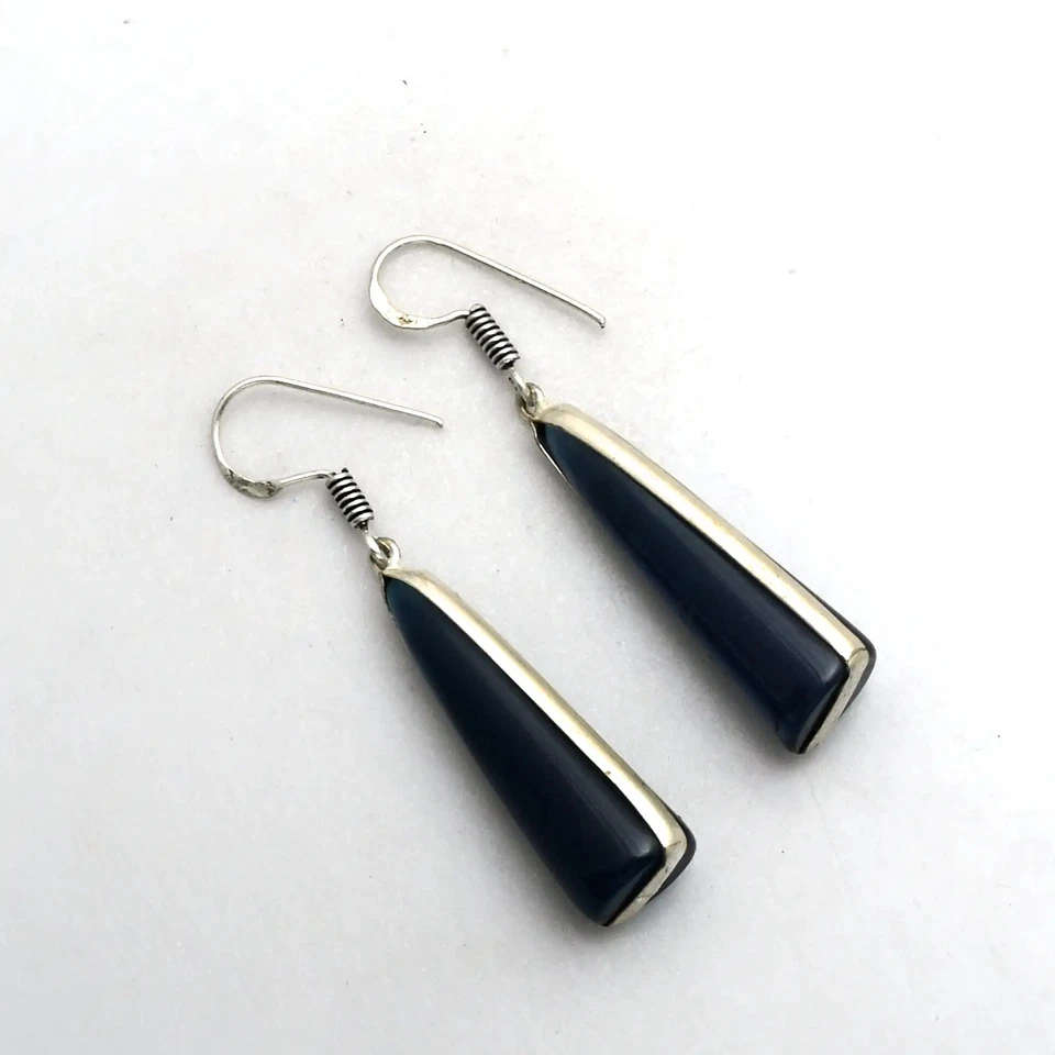 Blue Chalcedony Gemstone Handmade Drop Dangle Earrings Jewelry 1.8" AE-12475 - Image 1 of 1