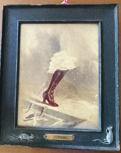 antique Arts Crafts Frame print “Skidoo” Molded Mice Rats Victorian Lady’s Shoe - Picture 1 of 10