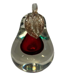 Venetian Murano Art Glass Alfredo Barbini Sommerso Italian Bookend Pear - Picture 1 of 15