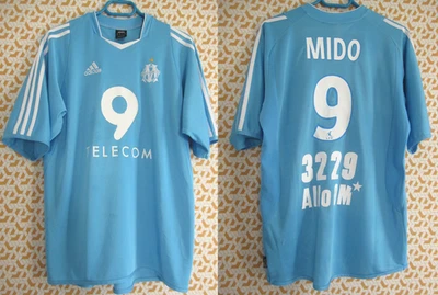 Maillot Olympique Marseille 2003 Mido #9 Away Adidas OM Neuf Telecom vintage - M - Photo 1/4