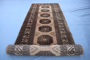 3x8 Ersari Afghan Runner Rug - Elephant Foot Gul Design - Handmade Wool Tribal. - Picture 1 of 12