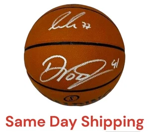Luka Doncic Dirk Nowitzki Mavericks Signed Autographed NBA Game Basketball JSA - Picture 1 of 6