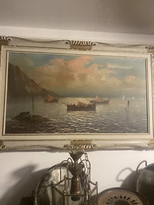 dipinto marina olio su tela primi 900 - Foto 1 di 10