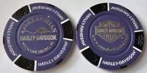 APPALACHIAN HARLEY-DAVIDSON Mechanicsburg PA Purple/Black Signature Poker Chip - Picture 1 of 3
