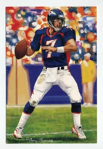 JOHN ELWAY UNSIGNED GOAL LINE ART CARD -FOOTBALL HALL OF FAME DENVER BRONCOS - Picture 1 of 1