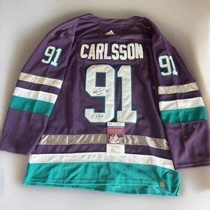 Leo Carlsson signiert handsigniert Anaheim Ducks Rep Trikot Auto #2 Auswahl JSA COA - Bild 1 von 3
