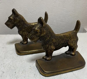 Vintage Set Bookends By Seville Studios Pair Doorstop Verona Copper Scottie Dog - Picture 1 of 2