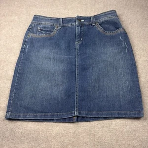 Relativity Denim Mini Skirt Womens 8 Blue Jean Distressed Stretch Hot Pants - Picture 1 of 16