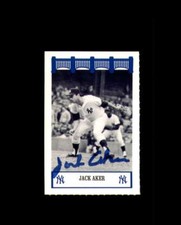 Jack Aker Signed 1992 Wiz Yankees of The 70's New York Yankees Autograph