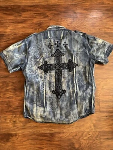 Camisa Etzo Grunge Grande Grunge Y2K Cruz Calaveras Estilo Aflicción MMA Cyber - Imagen 1 de 3