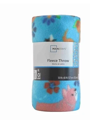 Mainstays Fleece Throw/Blanket 50x60 Polyester Ultra Soft Pink/Gray Geo - Image 1 of 4