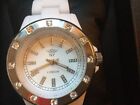 NY LONDON WHITE SILICON LADIES WATCH WITH SILVER COLOURED BEZEL & HANDS