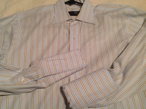 Robert Talbott Best of Class 15,5 33 Hemd French Cuff blau braun gestreift I13 - Bild 1 von 9